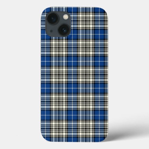 Clan Napier Tartan Blue Black and White Plaid iPhone 13 Case