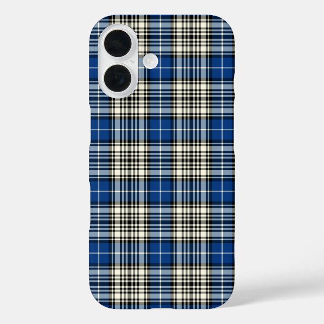 Clan Napier Tartan Blue, Black and White Plaid Case-Mate iPhone Case (Back)