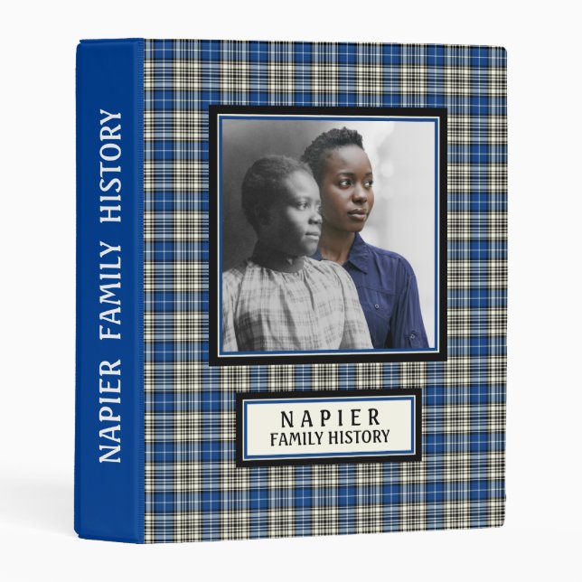 Clan Napier Tartan Royal Blue Plaid Mini Binder (Front/Spine)