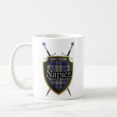 Clan Napier Tartan Shield and Swords Coffee Mug (Left)