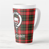 Clan Nesbitt Crest Badge & Tartan Personalized Latte Mug (Right Angle)
