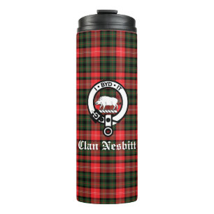 Clan Nesbitt Crest Badge & Tartan Personalized Thermal Tumbler