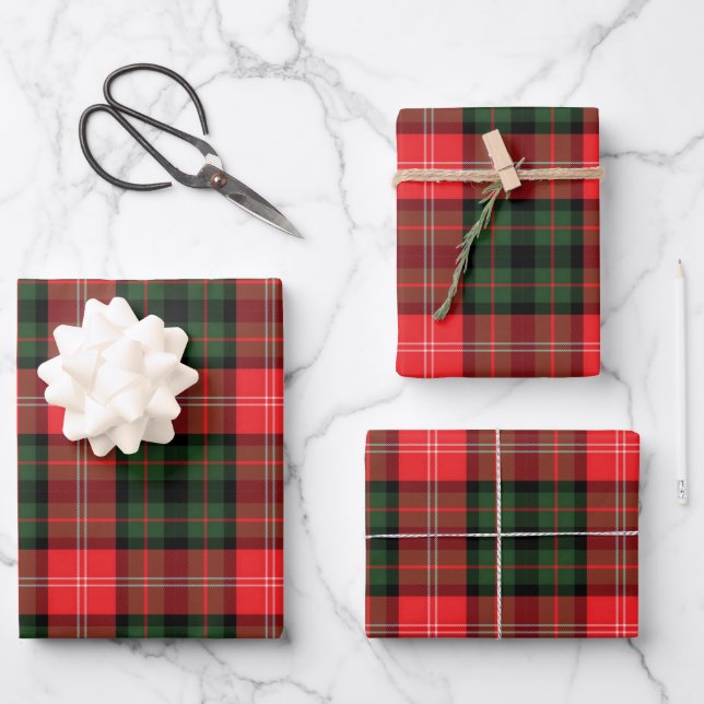 Clan Nesbitt Tartan Trio Wrapping Paper Sheets (Front)