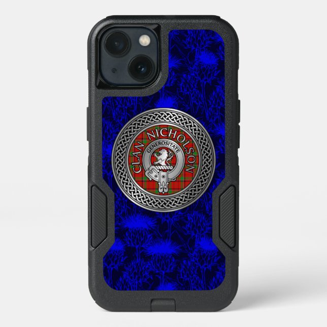 Clan Nicholson Crest & Tartan Knot Otterbox iPhone Case (Back)