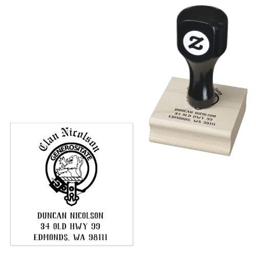 Clan Nicolson Crest Badge Customizable  Rubber Stamp