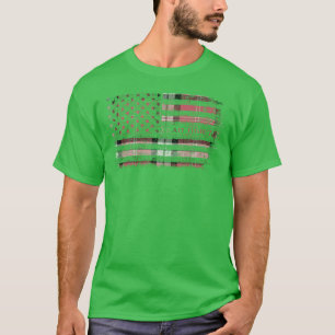 Clan Nisbet Rose Scottish tartan US flag kilt Scot T-Shirt