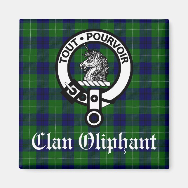 Clan Oliphant Crest Badge and Tartan Magnet (Front)