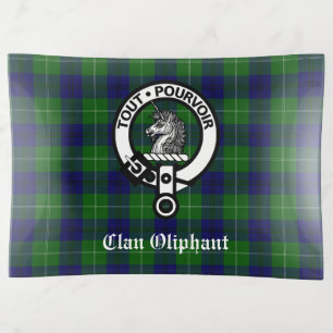 Clan Oliphant Crest Badge & Tartan Trinket Tray