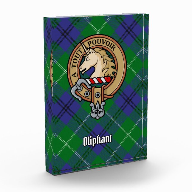 Clan Oliphant Crest over Tartan Acrylic Award (Left)