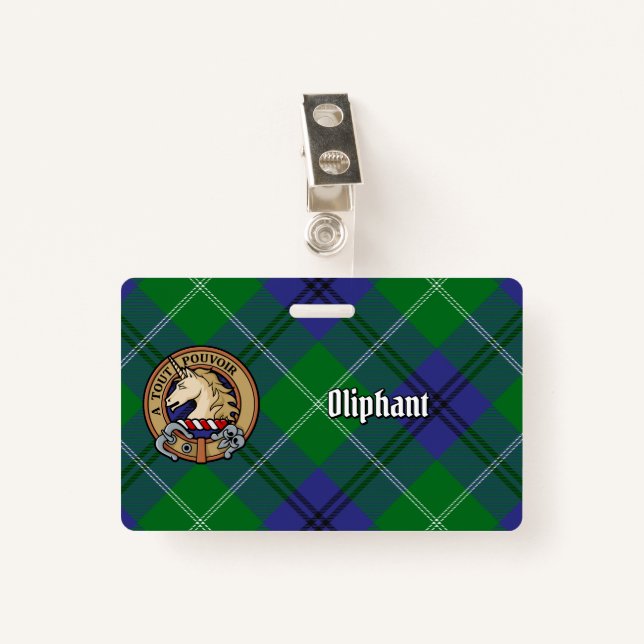 Clan Oliphant Crest over Tartan Badge (Front with Clip)