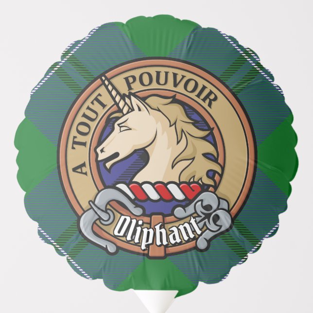 Clan Oliphant Crest over Tartan Balloon (Front)