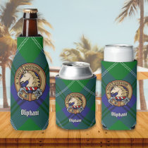 Clan Oliphant Crest over Tartan Bottle Cooler