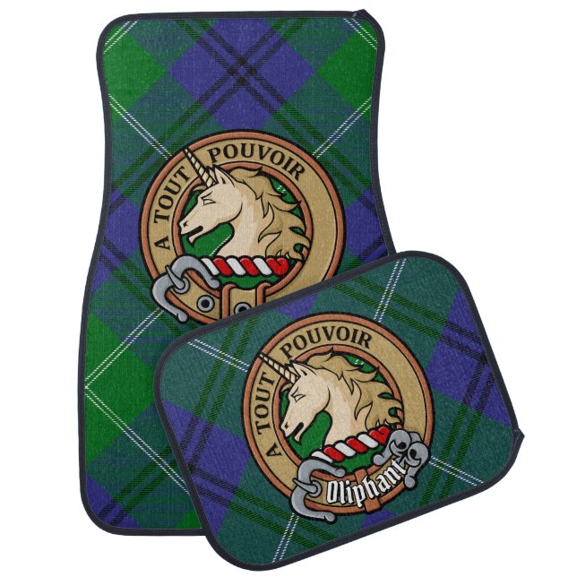 Clan Oliphant Crest over Tartan Car Floor Mat (Set)