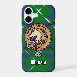 Clan Oliphant Crest over Tartan iPhone 17 Case