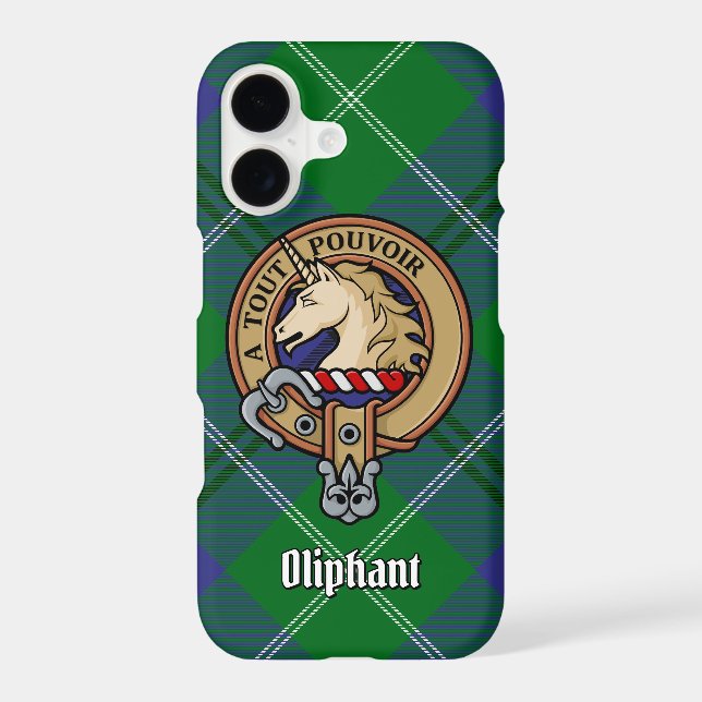Clan Oliphant Crest over Tartan Case-Mate iPhone Case (Back)