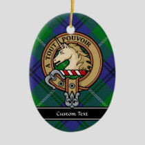 Clan Oliphant Crest over Tartan Ceramic Ornament