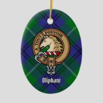 Clan Oliphant Crest over Tartan Ceramic Ornament