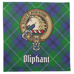 Clan Oliphant Crest over Tartan Cloth Napkin