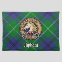Clan Oliphant Crest over Tartan Cloth Placemat