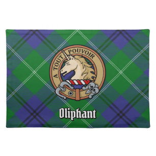 Clan Oliphant Crest over Tartan Cloth Placemat