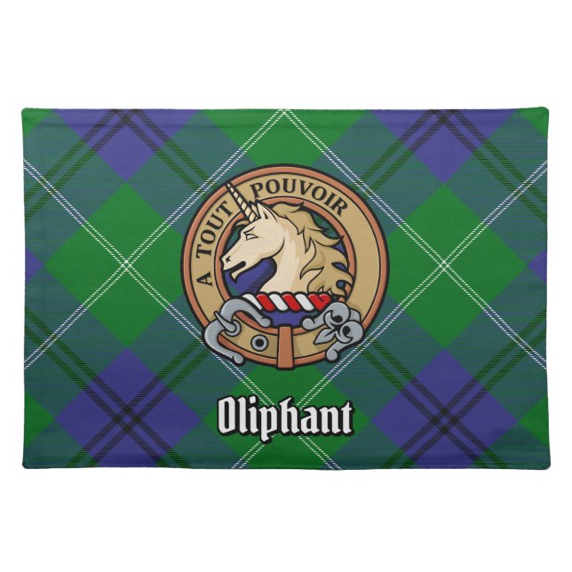 Clan Oliphant Crest over Tartan Cloth Placemat (Front)