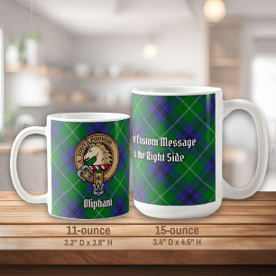 Clan Oliphant Crest over Tartan Coffee Mug