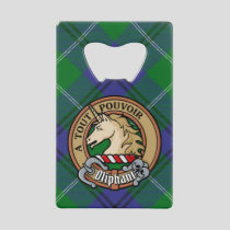 Clan Oliphant Crest over Tartan Credit Card Bottle Opener