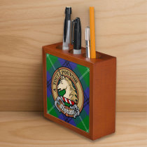 Clan Oliphant Crest over Tartan Desk Organizer