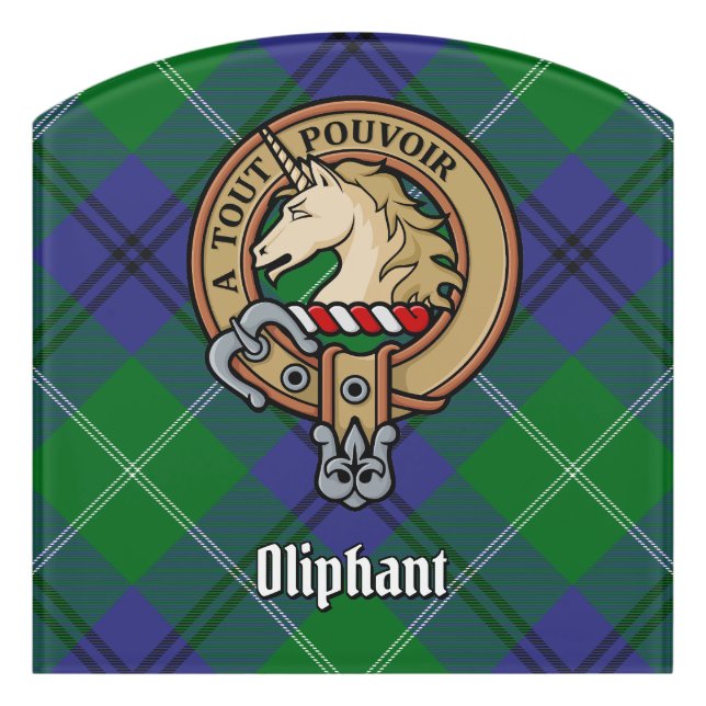 Clan Oliphant Crest over Tartan Door Sign (Contour Front)