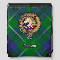 Clan Oliphant Crest over Tartan Drawstring Bag