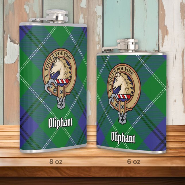 Clan Oliphant Crest over Tartan Flask (Creator Uploaded)
