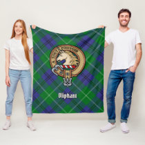 Clan Oliphant Crest over Tartan Fleece Blanket