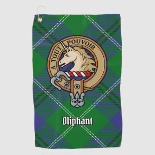 Clan Oliphant Crest over Tartan Golf Towel