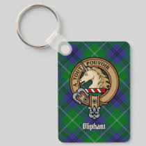 Clan Oliphant Crest over Tartan Keychain