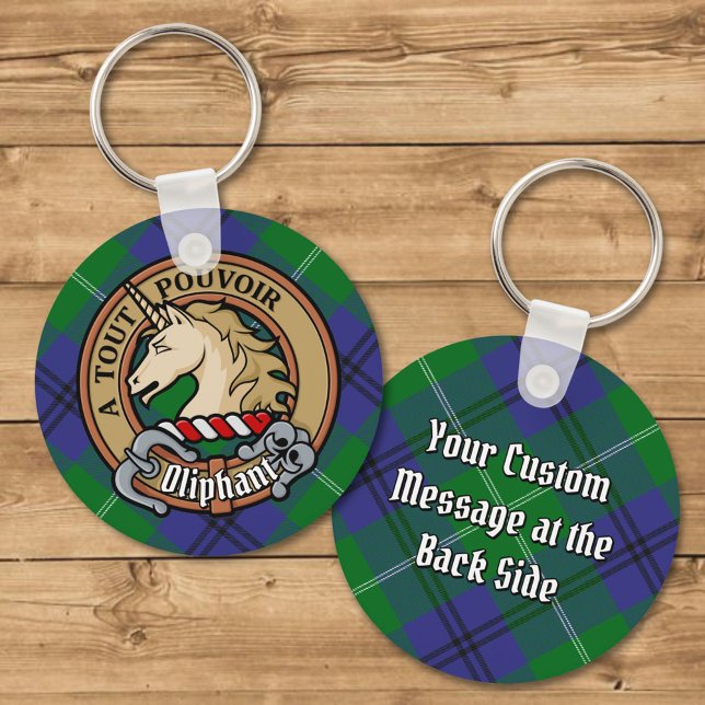 Clan Oliphant Crest over Tartan Keychain (Creator Uploaded)