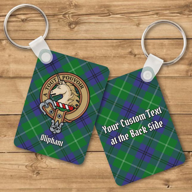 Clan Oliphant Crest over Tartan Keychain (Creator Uploaded)