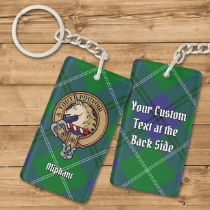 Clan Oliphant Crest over Tartan Keychain