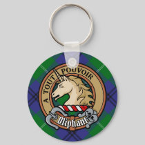 Clan Oliphant Crest over Tartan Keychain