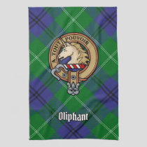 Clan Oliphant Crest over Tartan Kitchen Towel