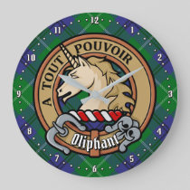 Clan Oliphant Crest over Tartan Large Clock