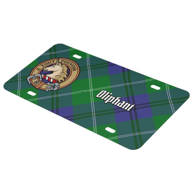 Clan Oliphant Crest over Tartan License Plate (Side)