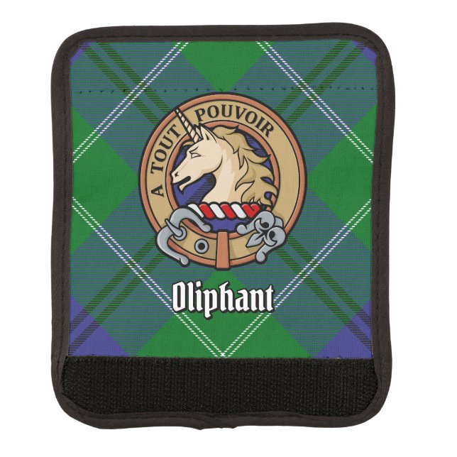 Clan Oliphant Crest over Tartan Luggage Handle Wrap (Front)