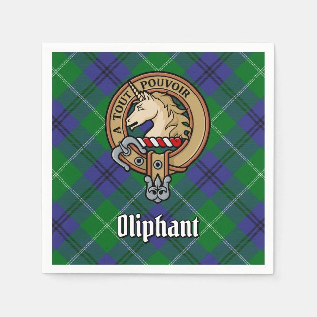 Clan Oliphant Crest over Tartan Napkins (Front)