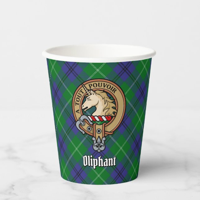 Clan Oliphant Crest over Tartan Paper Cups (Front)