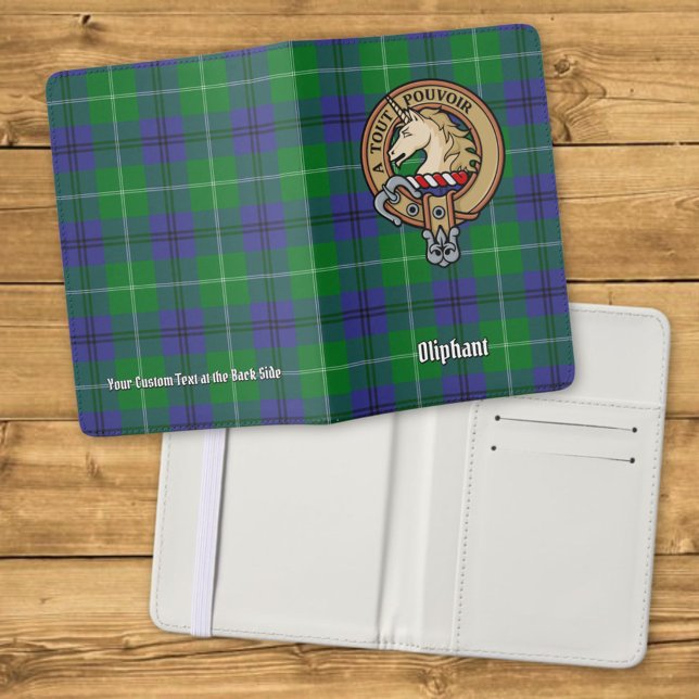 Clan Oliphant Crest over Tartan Passport Holder (Creator Uploaded)