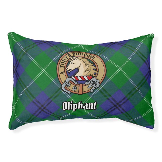 Clan Oliphant Crest over Tartan Pet Bed (Front)