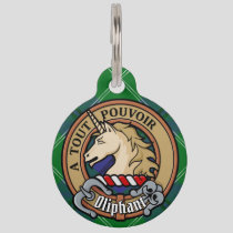 Clan Oliphant Crest over Tartan Pet ID Tag