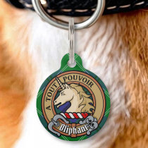 Clan Oliphant Crest over Tartan Pet ID Tag