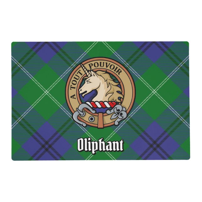 Clan Oliphant Crest over Tartan Placemat (Front)