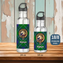 Clan Oliphant Crest over Tartan Stainless Steel Water Bottle